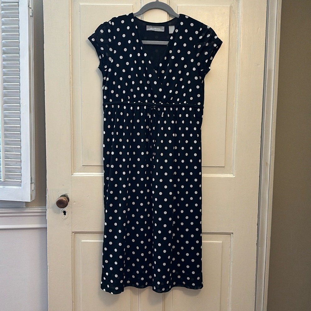 Liz Claiborne Polka Dot Mesh Midi Dress, size XS